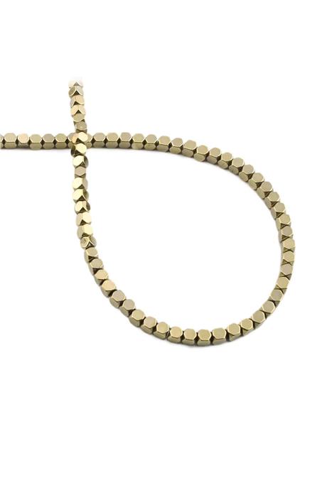 Hematite Natural Stone Shiny Antique Yellow 4x4mm String Of Beads