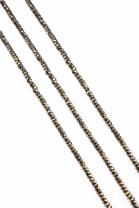 Hematit Doğal Taş Parlak Antik Sarı Faset Rondela Kesim 4x2mm Dizi [AA]