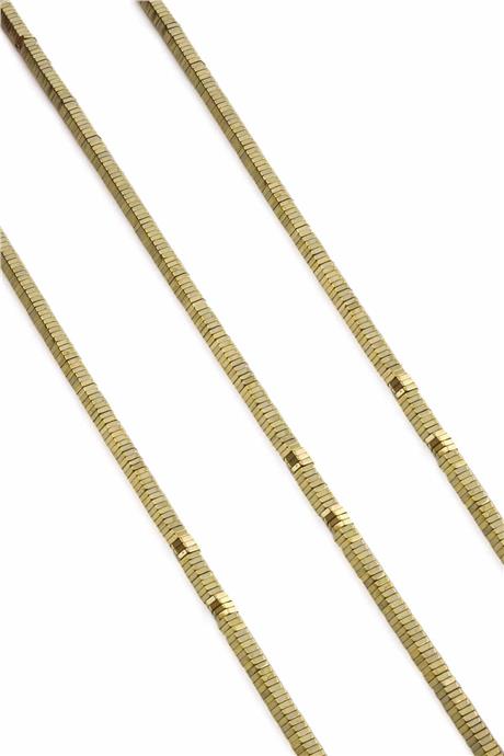 Hematite Natural Stone Shiny Antique Yellow 4x1M String Of Beads