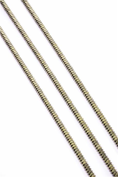 Hematite Natural Stone Shiny Antique Yellow 4x2mm String Of Beads