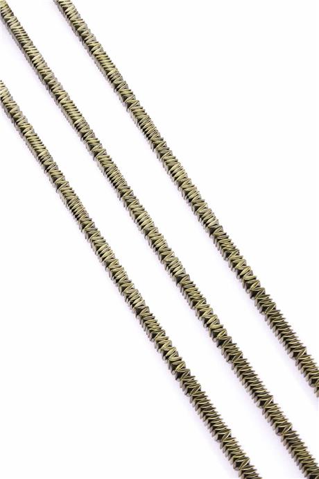 Hematite Natural Stone Shiny Antique Yellow 4x1mm String Of Beads