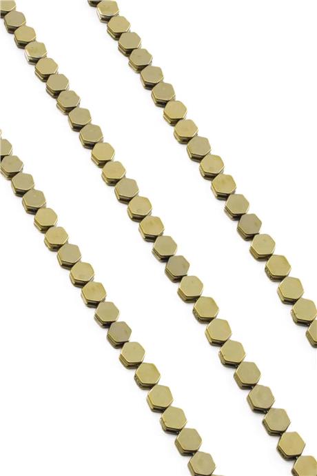 Hematite Natural Stone Shiny Antique Yellow 5x5mm String Of Beads