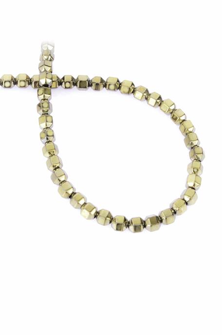 Hematite Natural Stone Shiny Antique Yellow 6mm String Of Beads