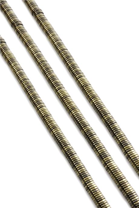 Hematite Natural Stone Shiny Antique Yellow 6x1mm String Of Beads