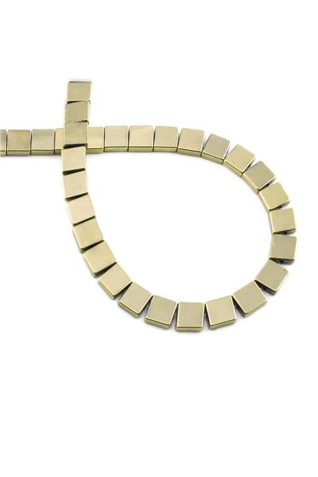 Hematite Natural Stone Shiny Antique Yellow 6x6mm String Of Beads