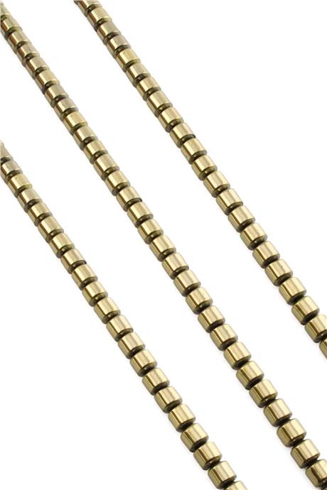 Hematite Natural Stone Shiny Antique Yellow 6x6mm String Of Beads