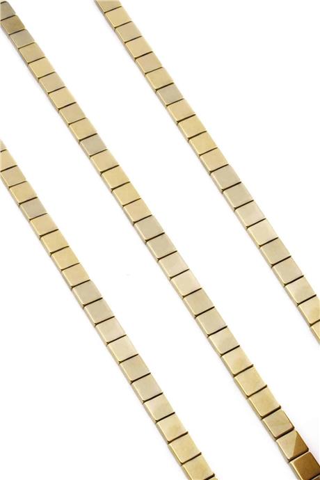 Hematite Natural Stone Shiny Antique Yellow 6x6mm String Of Beads