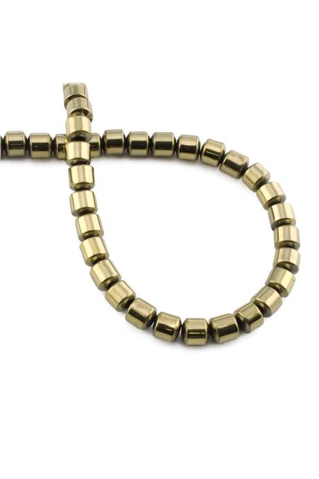 Hematite Natural Stone Shiny Antique Yellow 6x6mm String Of Beads