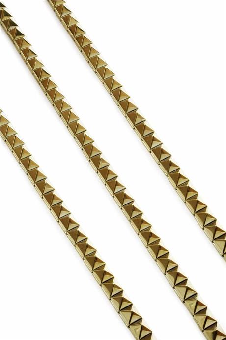 Hematit Taşı Piramit Kesim Parlak Antik Sarı 6x6mm Doğal Taş Dizi