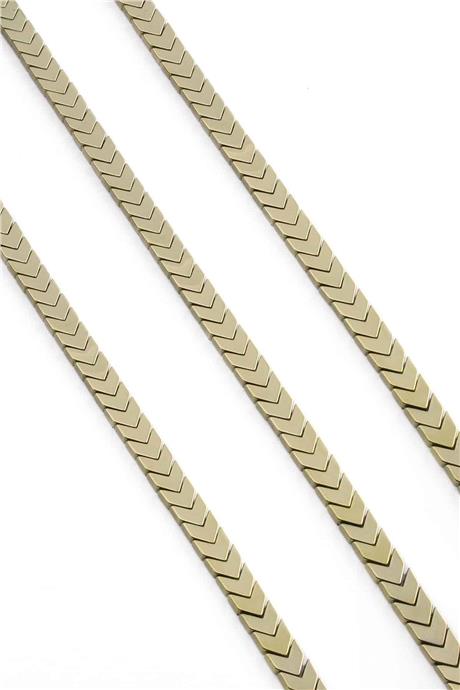 Hematit Taşı Çavuş Kesim Parlak Antik Sarı 6x3mm Doğal Taş Dizi