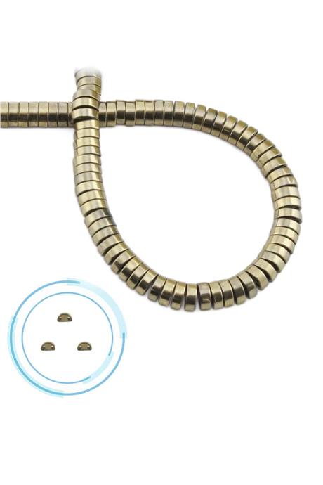 Hematite Natural Stone Shiny Antique Yellow Dished Cut Double Hole 6x2mm String Of Beads