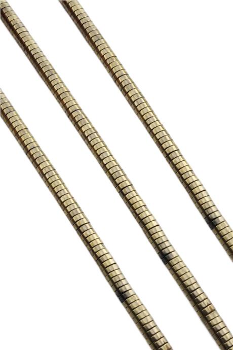 Hematite Natural Stone Shiny Antique Yellow Dished Cut Double Hole 6x2mm String Of Beads