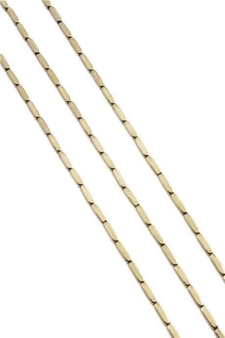 Hematit Doğal Taş Parlak Antik Sarı Dikdörtgen Kesim 2x8mm Dizi [AA]