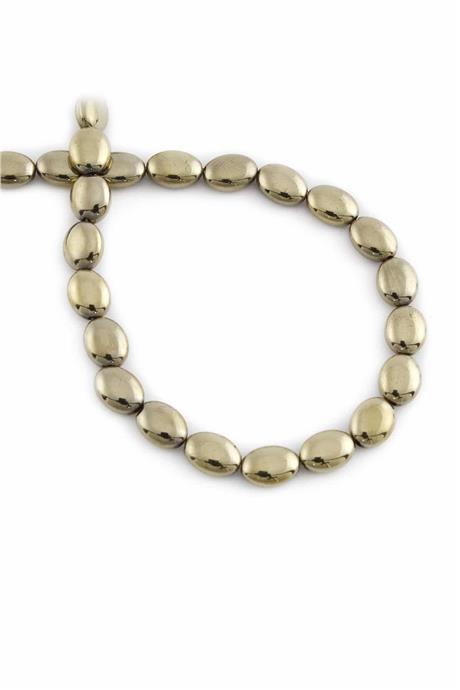 Hematit Doğal Taş Parlak Antik Sarı Bombeli Oval Kesim 6x8mm Dizi