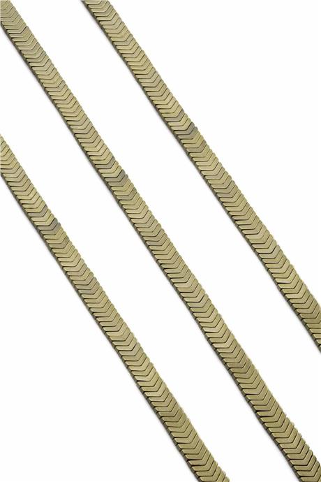 Hematite Natural Stone Shiny Antique Yellow Sergeant Cut 7x1mm String Of Beads