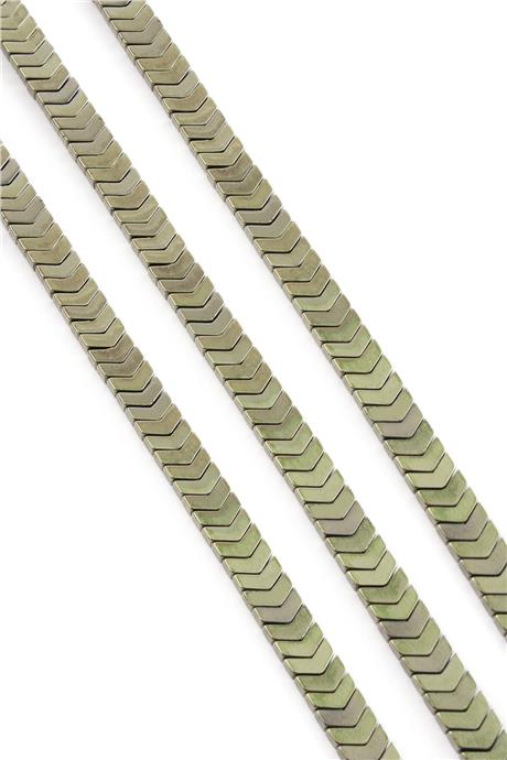 Hematite Natural Stone Shiny Antique Yellow Sergeant Cut 6x2mm String Of Beads