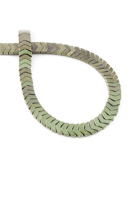 Hematite Natural Stone Shiny Antique Yellow Sergeant Cut 6x2mm String Of Beads