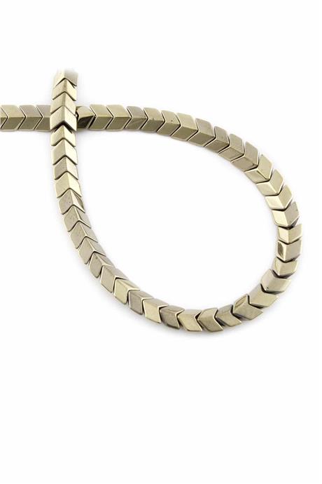 Hematite Natural Stone Shiny Antique Yellow Sergeant Cut 6x3mm String Of Beads