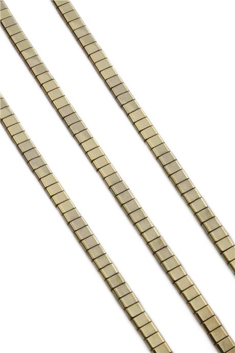 Hematite Natural Stone Shiny Antique Yellow Double Hole 6x4mm String Of Beads