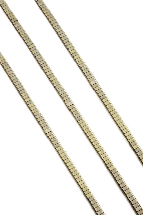 Hematite Natural Stone Shiny Antique Yellow Double Hole 4x2mm String Of Beads