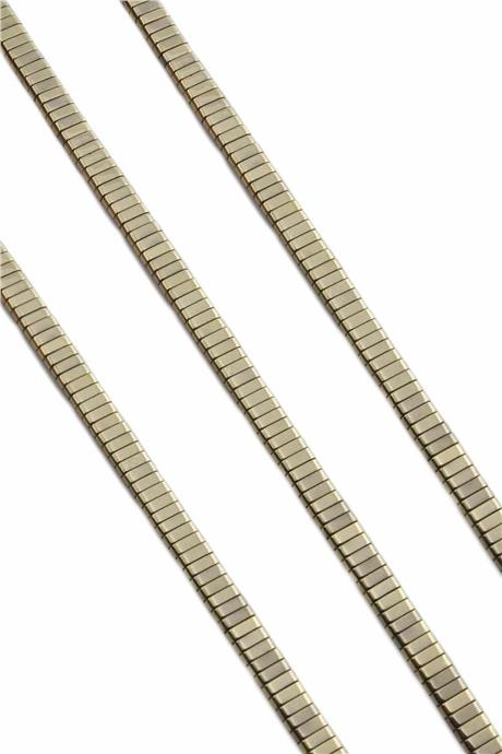 Hematite Natural Stone Shiny Antique Yellow Double Hole 6x2mm String Of Beads