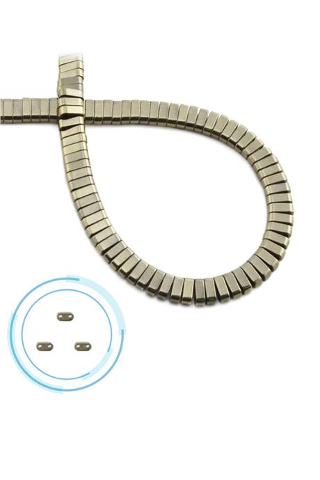 Hematite Natural Stone Shiny Antique Yellow Double Hole 6x2mm String Of Beads