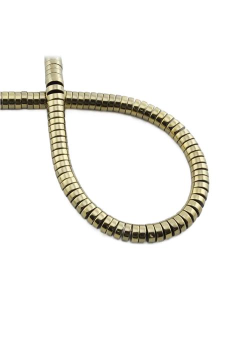 Hematite Natural Stone Shiny Antique Yellow Circle Cut 6x2mm String Of Beads