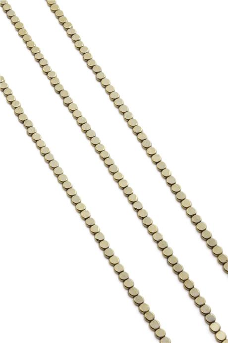 Hematite Natural Stone Shiny Antique Yellow Circle Cut 4x4mm String Of Beads