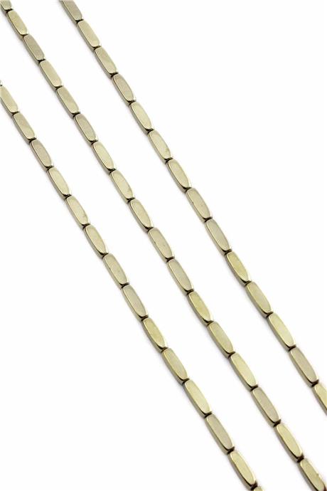 Hematite Natural Stone Shiny Antique Yellow Rectangular Cut 3x9mm String Of Beads