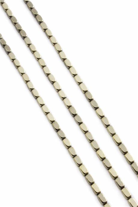 Hematite Natural Stone Shiny Antique Yellow Rectangular Cut 3x5mm String Of Beads