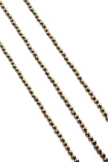Hematite Natural Stone Shiny Antique Yellow Facet Cut 4mm String Of Beads