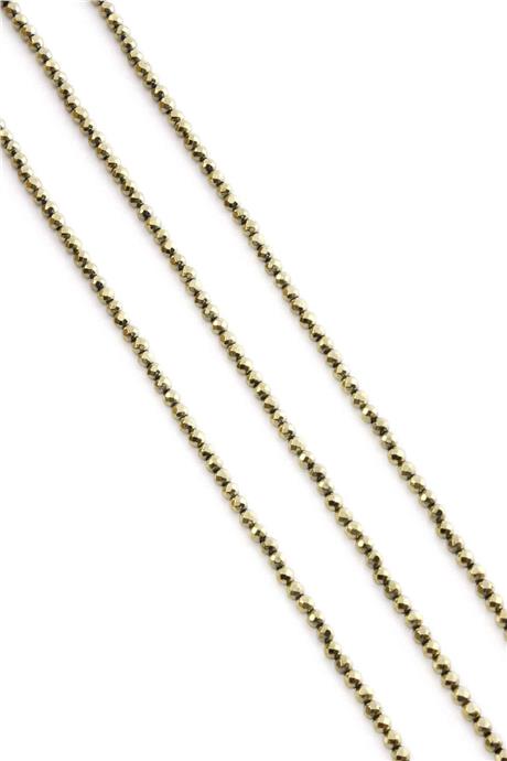 Hematite Natural Stone Shiny Antique Yellow Facet Cut 3mm String Of Beads