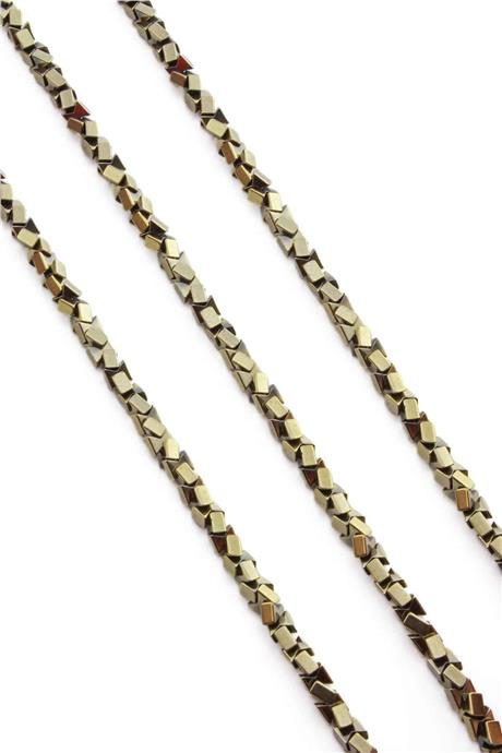 Hematite Natural Stone Shiny Antique Yellow Fiyon Cut 4x4mm String Of Beads