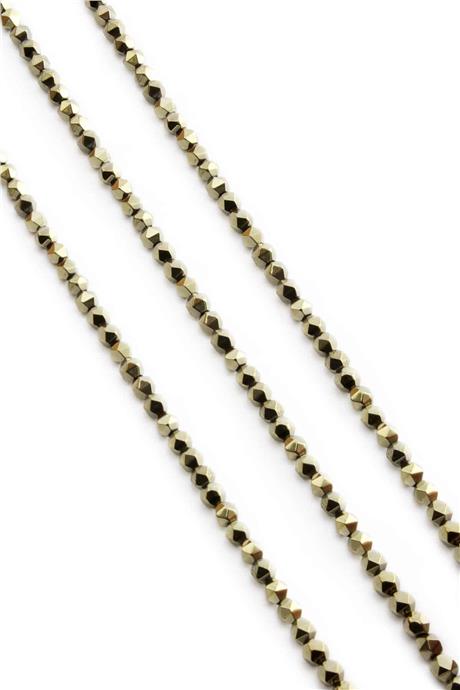 Hematite Natural Stone Shiny Antique Yellow Hexagonal Cut 4x4mm String Of Beads