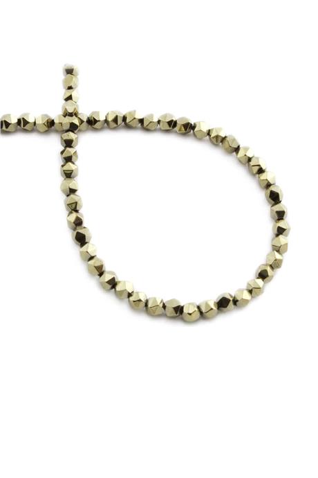 Hematite Natural Stone Shiny Antique Yellow Hexagonal Cut 4x4mm String Of Beads