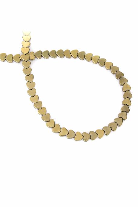 Hematite Natural Stone Shiny Antique Yellow Heart Cut 6mm String Of Beads