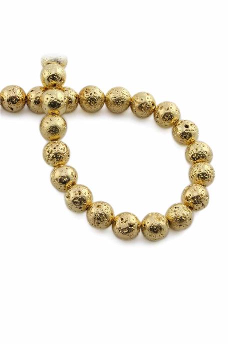 Hematite Natural Stone Shiny Antique Yellow Globe Cut 8mm String Of Beads