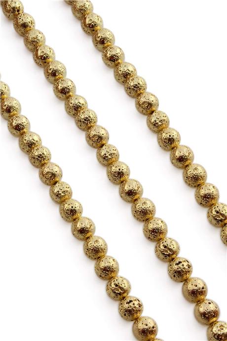 Hematite Natural Stone Shiny Antique Yellow Globe Cut 8mm String Of Beads