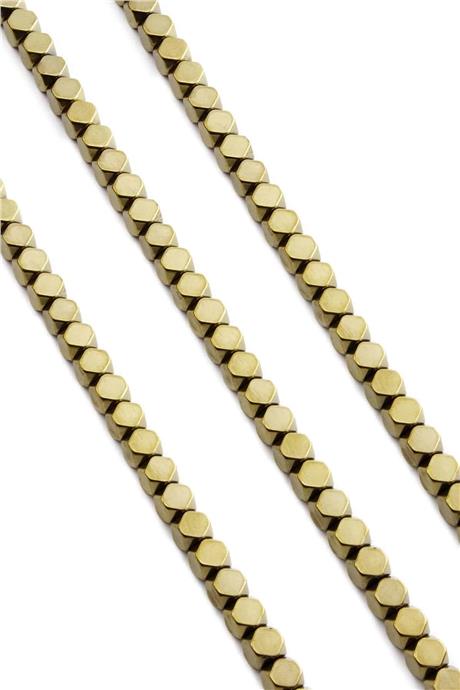 Hematit Taşı Küp Kesim Parlak Antik Sarı 6x6mm Doğal Taş Dizi