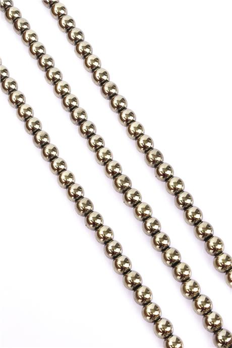 Hematit Taşı Küre Kesim Parlak Antik Sarı 8mm Doğal Taş Dizi