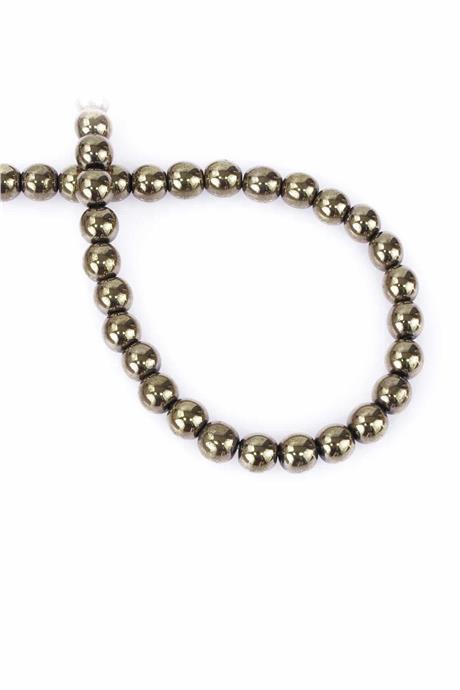 Hematit Taşı Küre Kesim Parlak Antik Sarı 8mm Doğal Taş Dizi