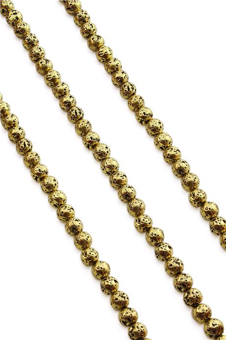 Hematite Natural Stone Shiny Antique Yellow Globe Cut 6mm String Of Beads