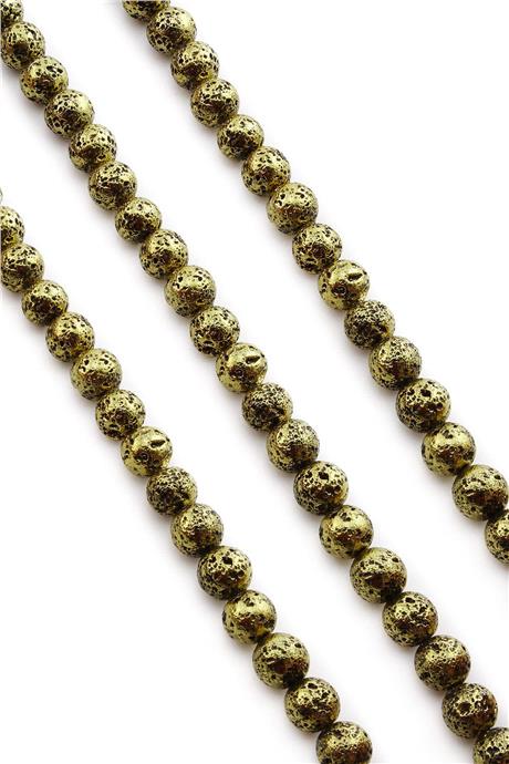 Hematite Natural Stone Shiny Antique Yellow Globe Cut 8mm String Of Beads