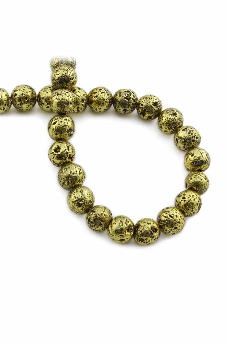 Hematite Natural Stone Shiny Antique Yellow Globe Cut 8mm String Of Beads