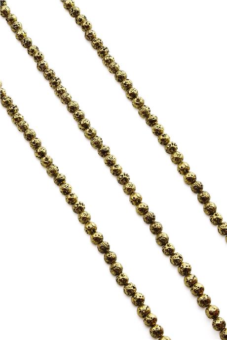 Hematite Natural Stone Shiny Antique Yellow Globe Cut 4mm String Of Beads