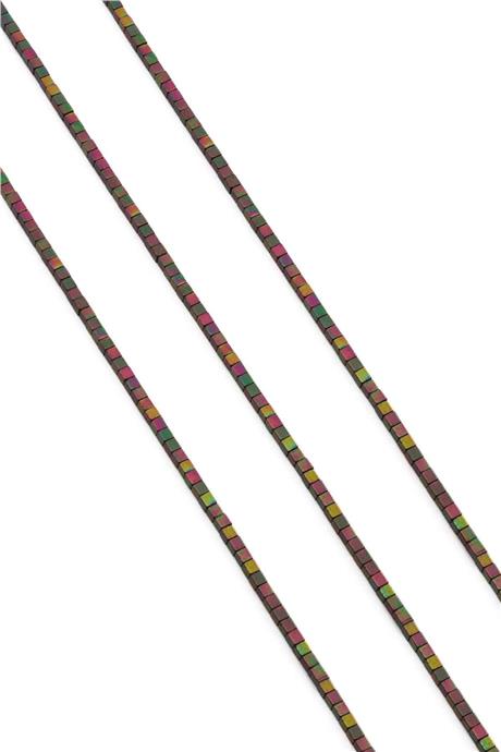 Hematite Natural Stone Shiny Antique Yellow Cube Cut 2x2mm String Of Beads