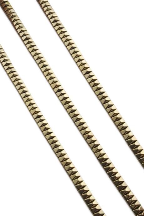 Hematit Taşı Piramit Kesim Parlak Antik Sarı 6x3mm Doğal Taş Dizi