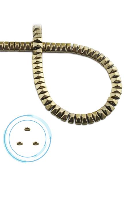 Hematit Taşı Piramit Kesim Parlak Antik Sarı 6x3mm Doğal Taş Dizi