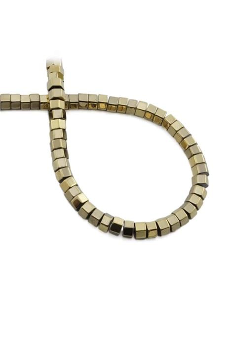 Hematit Taşı Altıgen Kesim Parlak Antik Sarı 6x3mm Doğal Taş Dizi