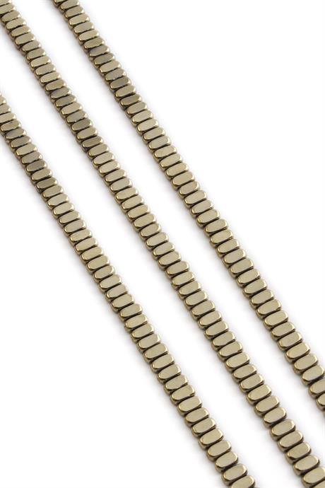 Hematit Taşı Yassı Kesim Parlak Antik Sarı 3x6mm Doğal Taş Dizi